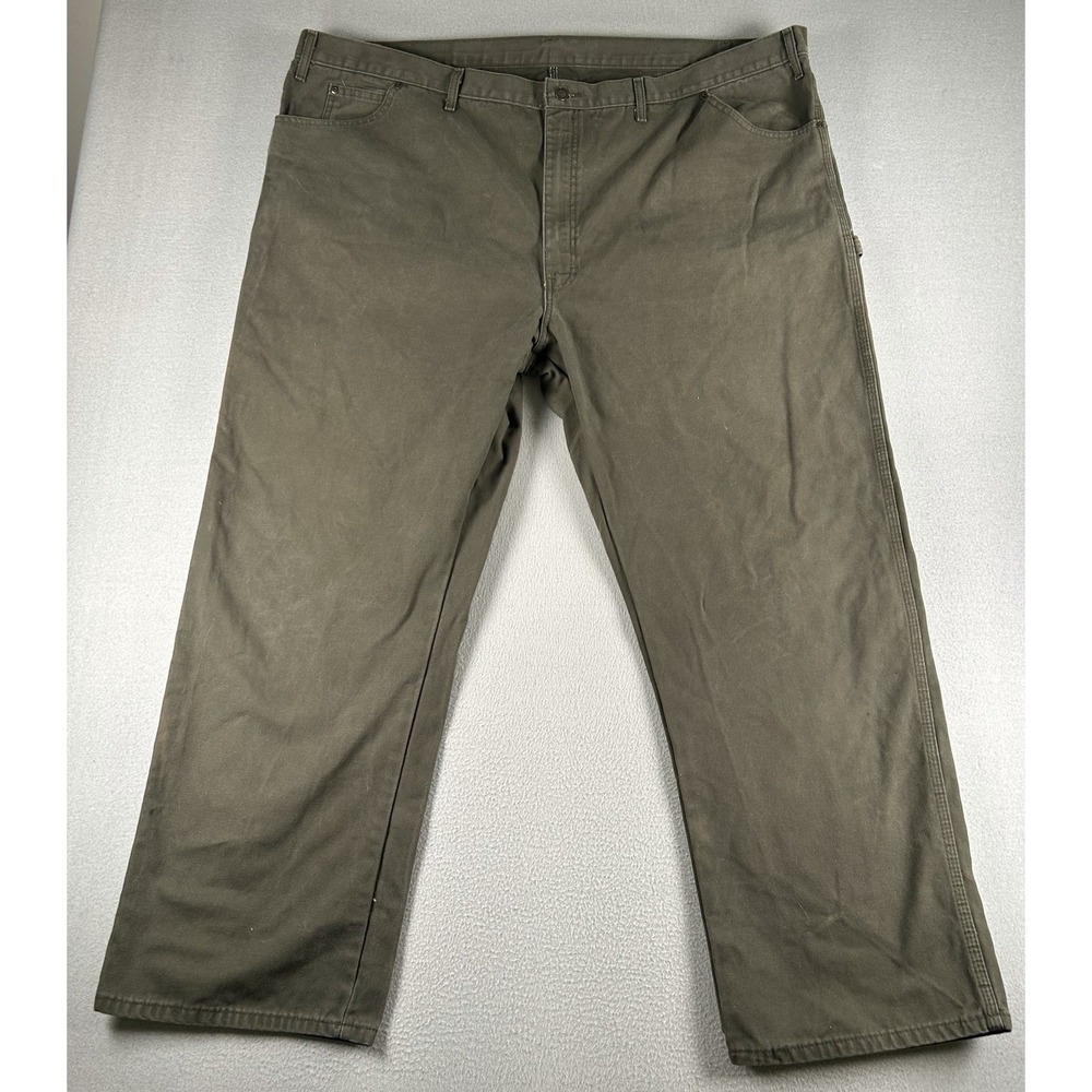 Dickies Men's Green Canvas Cotton Carpenter Work Pants 50x31.5 Construction